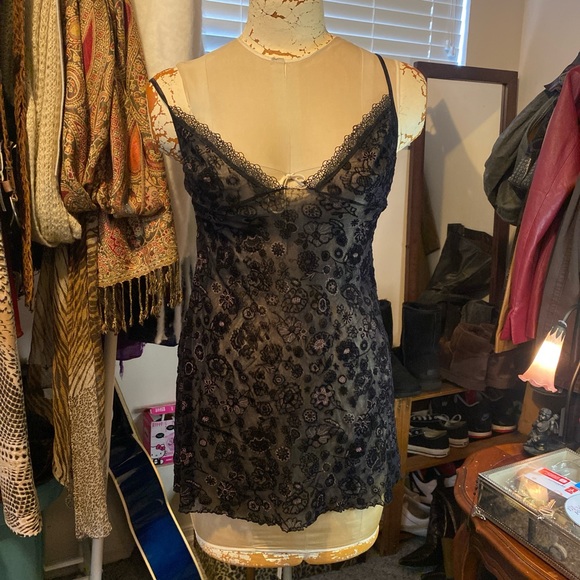 Vintage sheer flower print cami dress/top - Picture 2 of 2